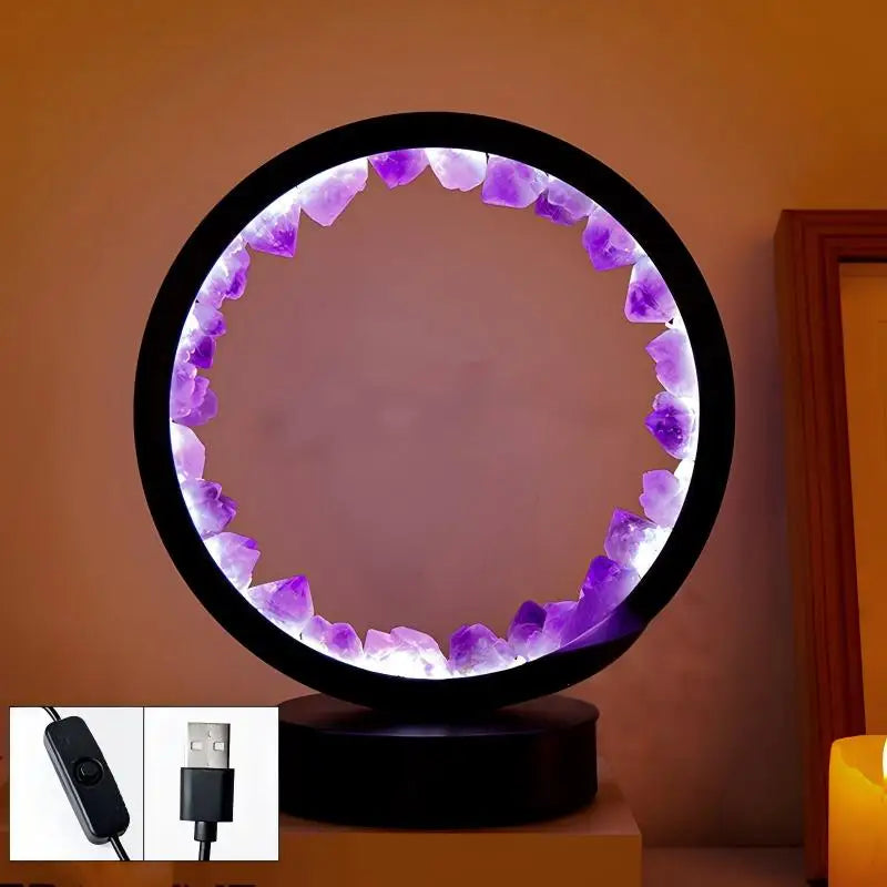 Natural Amethyst Crystal LED Lamp