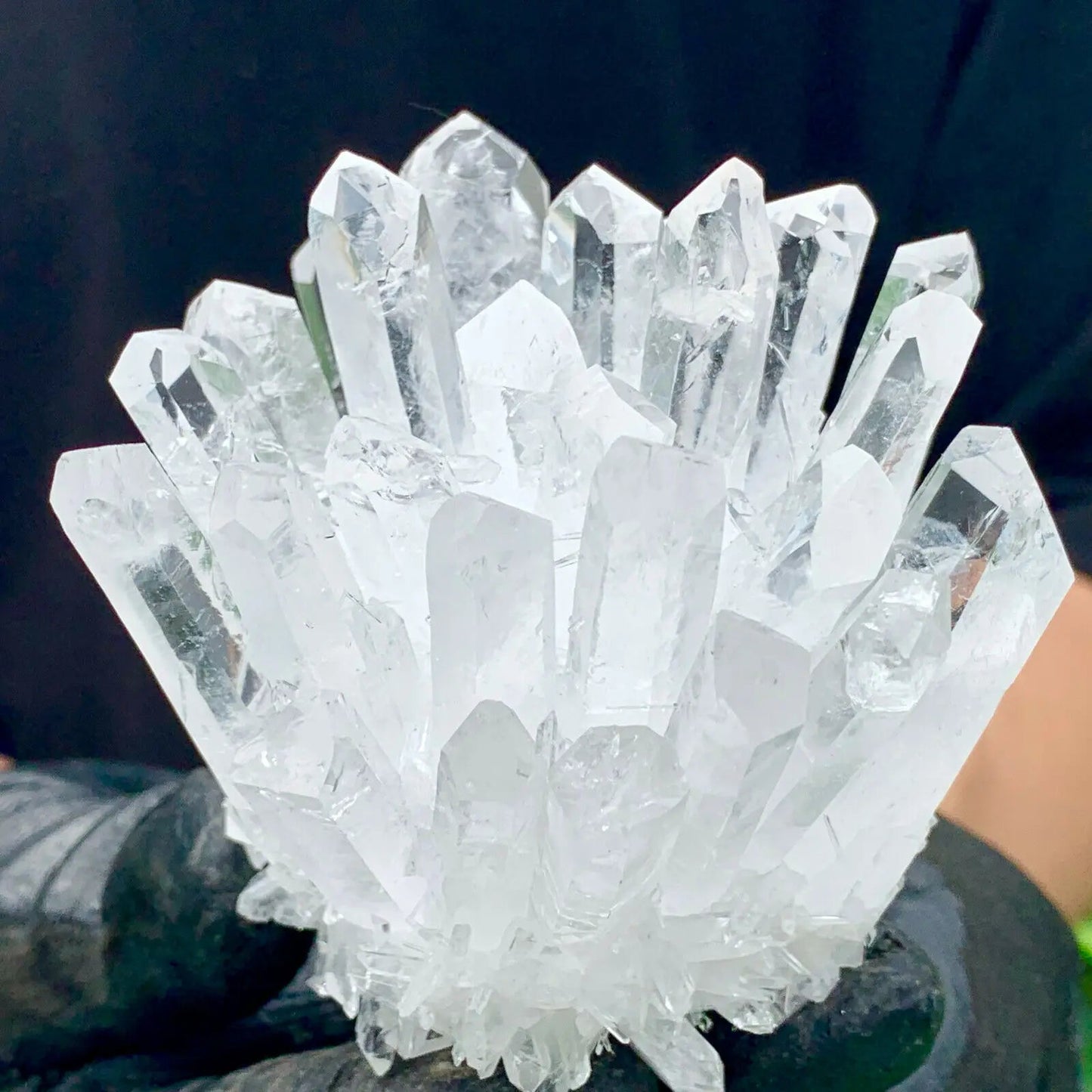 Natural White Phantom Quartz Crystal Cluster – Raw Mineral Specimen