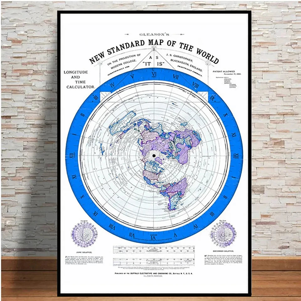 Flat Earth Poster (Gleason Map) - THE WHITE RABBIT SHOP