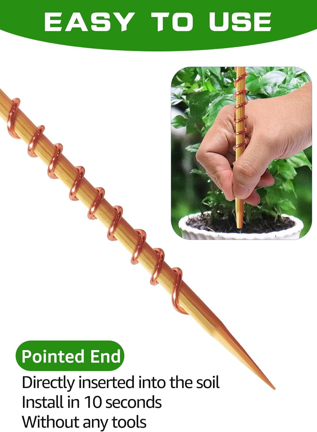 Electroculture Copper Gardening Antennas – Plant Energy Stakes (13 inch)