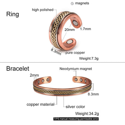 Pure Copper Elegant Bracelet & Ring Set