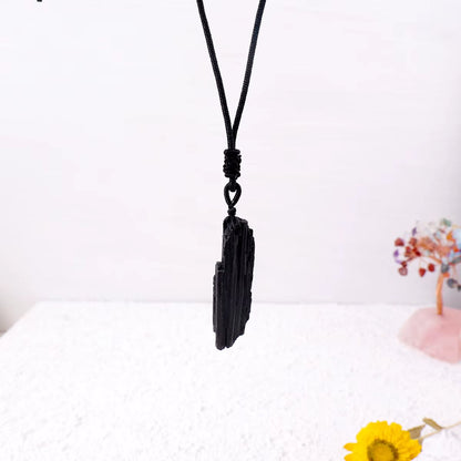 Raw Black Tourmaline Crystal Pendant Necklace
