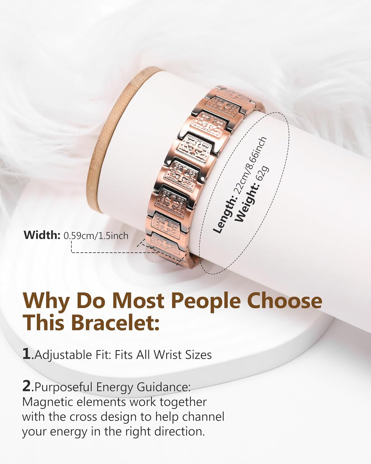 Magnetic Copper Cross Bracelet