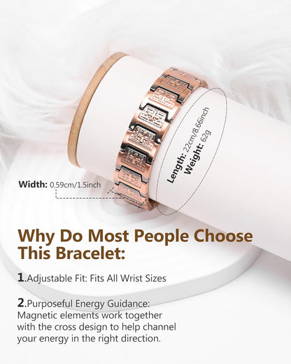 Magnetic Copper Cross Bracelet