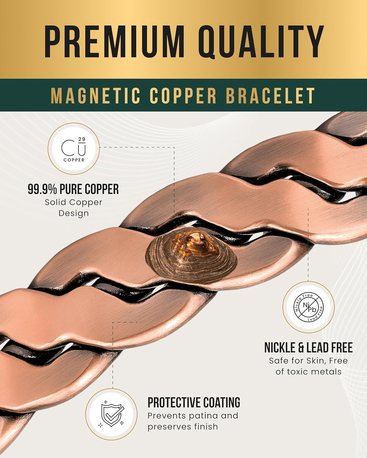 Twisted Magnetic Copper Cuff Bracelet
