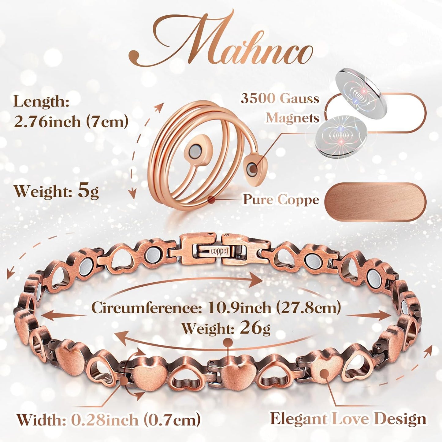 Pure Copper Heart Anklet