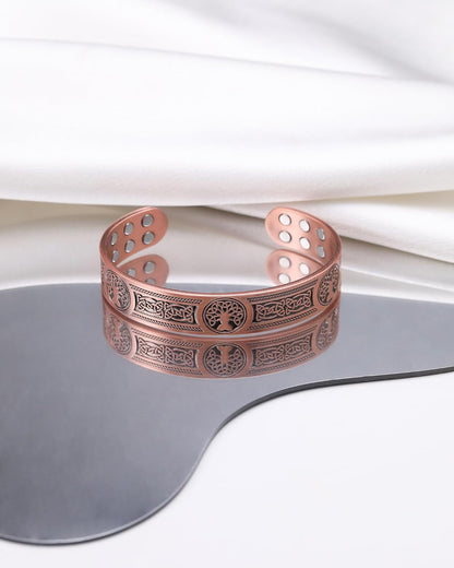 Men's Pure Copper Magnetic Bracelet – Adjustable Tree of Life Engraved Design