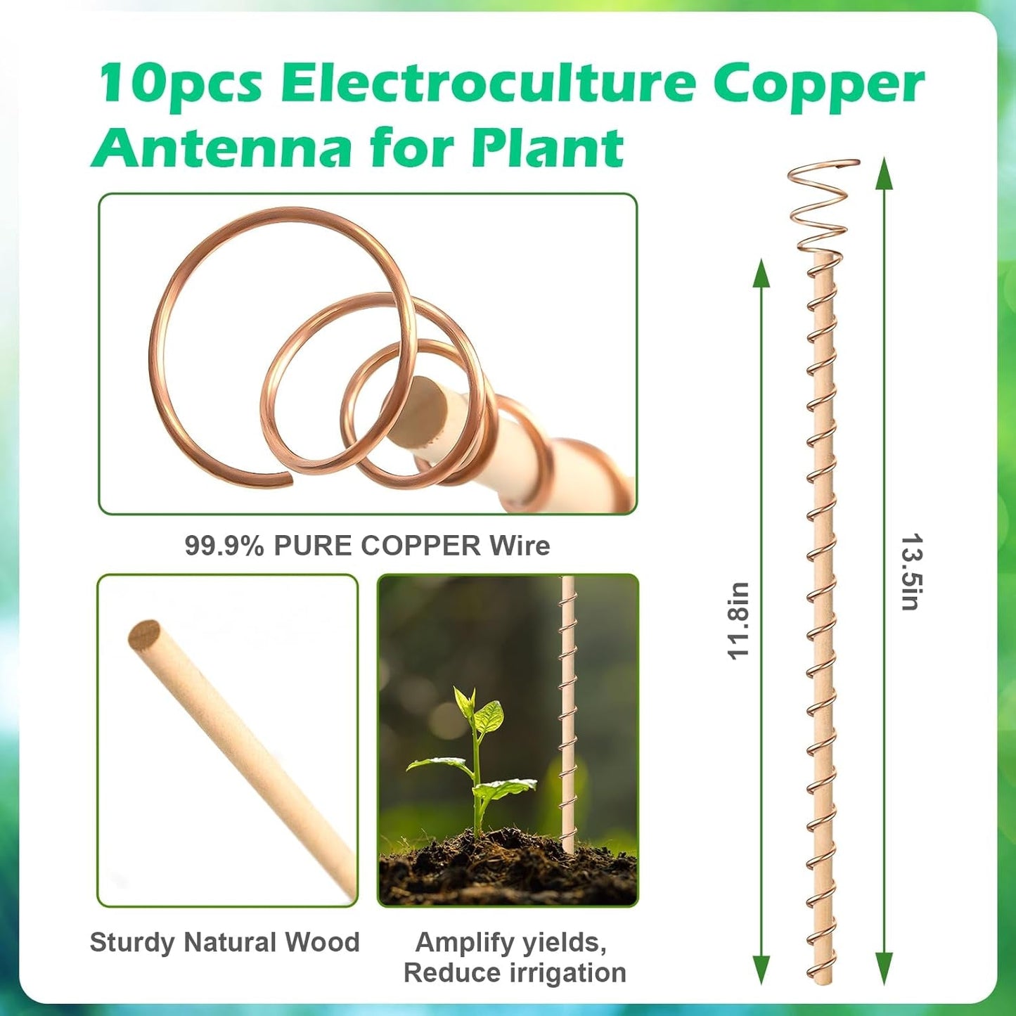 Electroculture Plant Antennas – Premium Copper Garden Energy Stakes