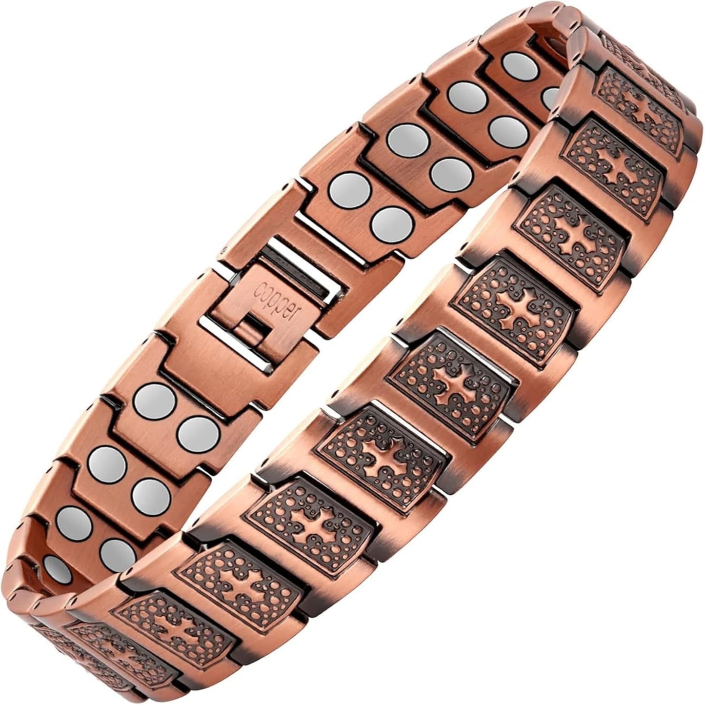Magnetic Copper Cross Bracelet