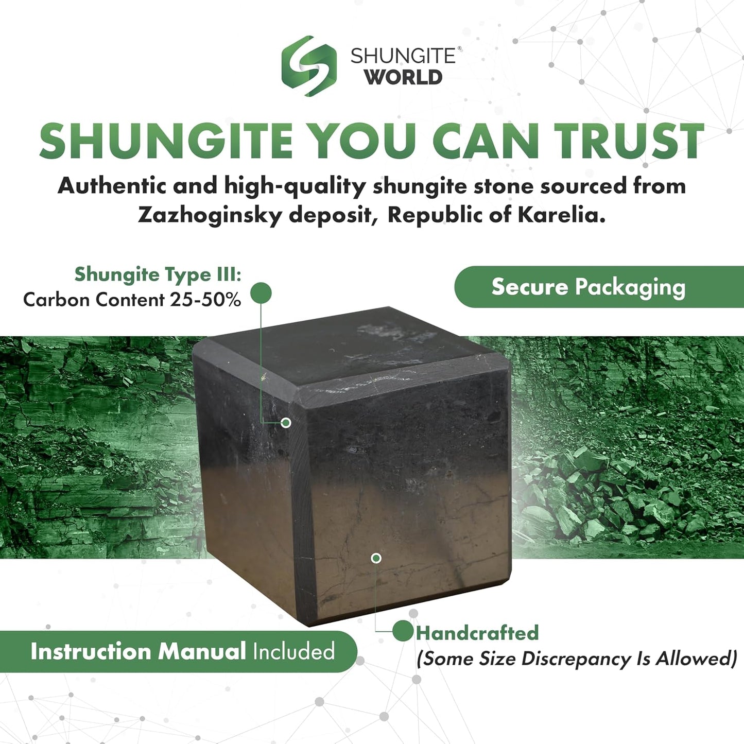 Authentic Shungite Cube – Natural Polished Stone Cube