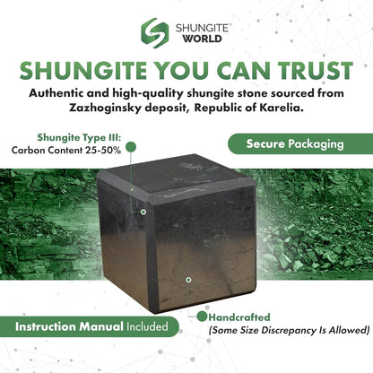 Authentic Shungite Cube – Natural Polished Stone Cube