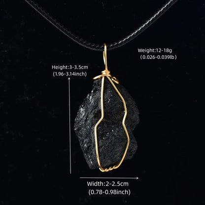 Handmade Raw Black Tourmaline Crystal Pendant Necklace