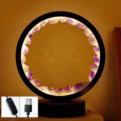 Natural Amethyst Crystal LED Lamp