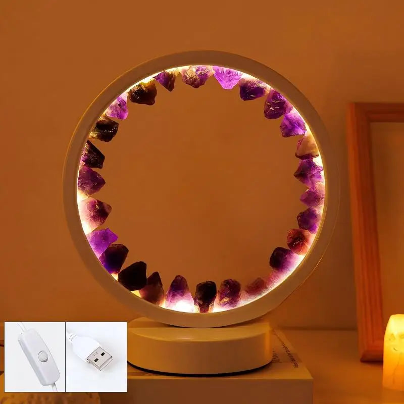 Natural Amethyst Crystal LED Lamp