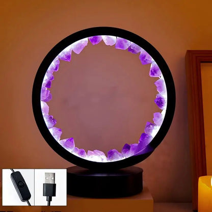 Natural Amethyst Crystal LED Lamp