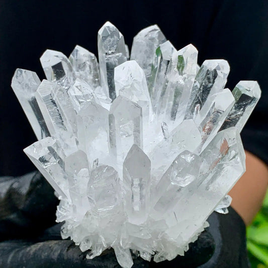 Natural White Phantom Quartz Crystal Cluster – Raw Mineral Specimen