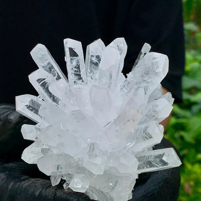 Natural White Phantom Quartz Crystal Cluster – Raw Mineral Specimen