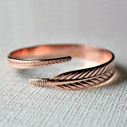 Vintage Pure Copper Feather Bracelet