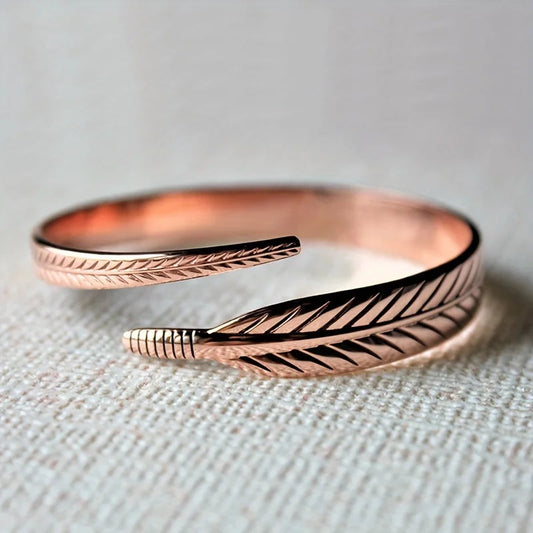 Vintage Pure Copper Feather Bracelet