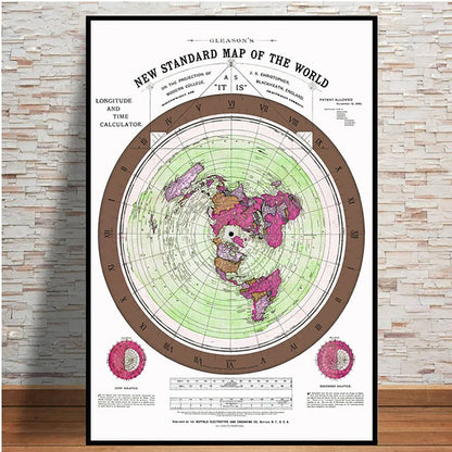 Flat Earth Poster (Gleason Map) - THE WHITE RABBIT SHOP