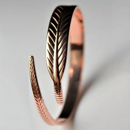 Vintage Pure Copper Feather Bracelet