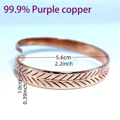 Vintage Pure Copper Feather Bracelet