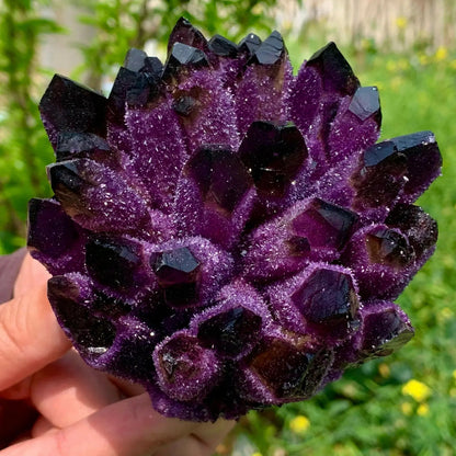 Natural Violet Ghost Phantom Quartz Crystal Cluster – Raw Mineral Specimen