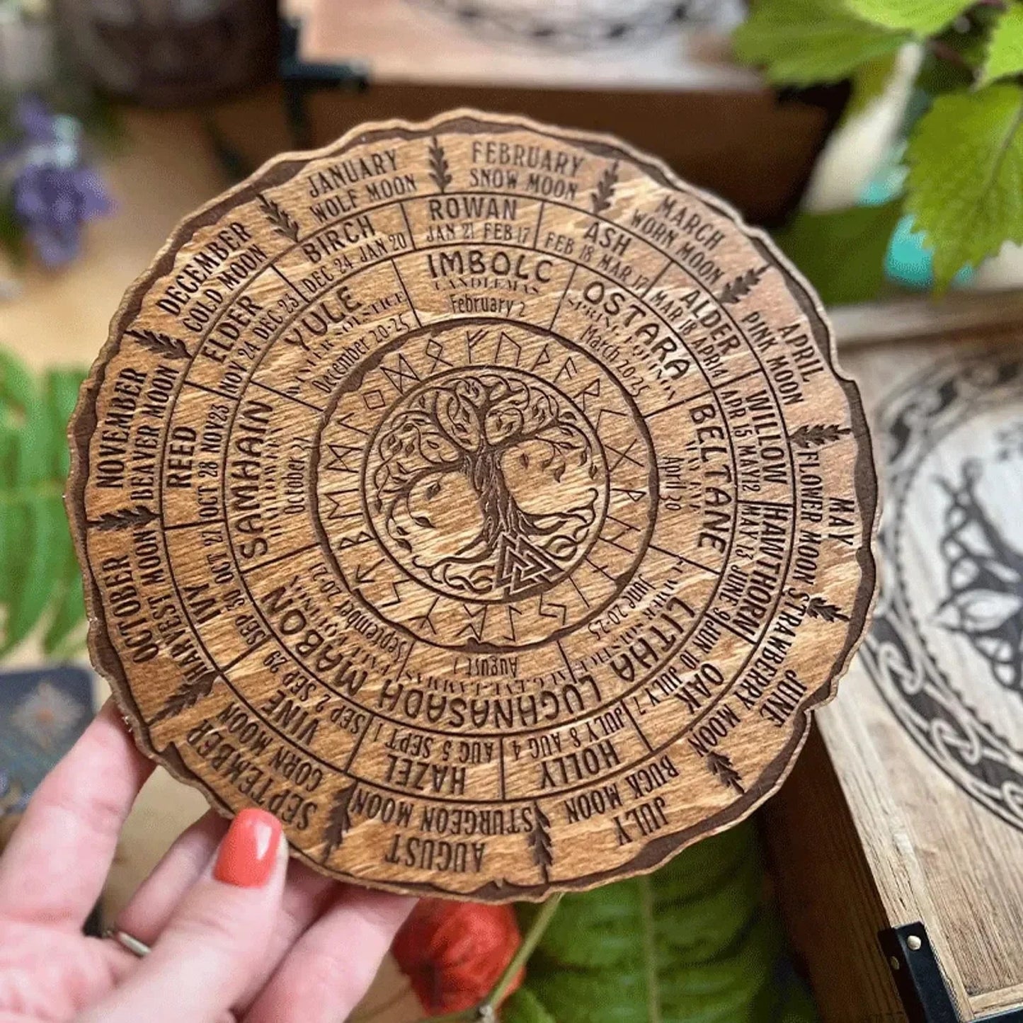 Wheel of the Year Tree of Life Wooden Calendar