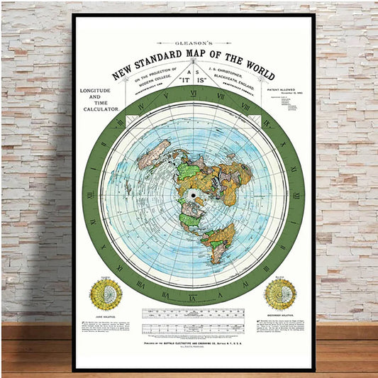 Flat Earth Poster (Gleason Map) - THE WHITE RABBIT SHOP