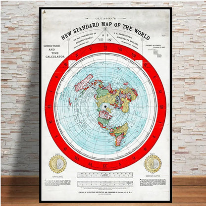 Flat Earth Poster (Gleason Map) - THE WHITE RABBIT SHOP