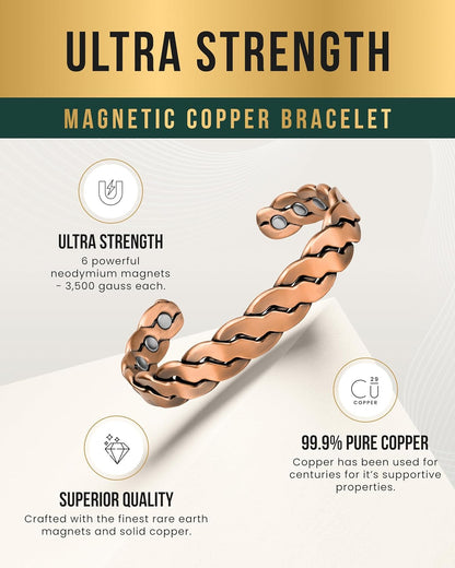 Twisted Magnetic Copper Cuff Bracelet