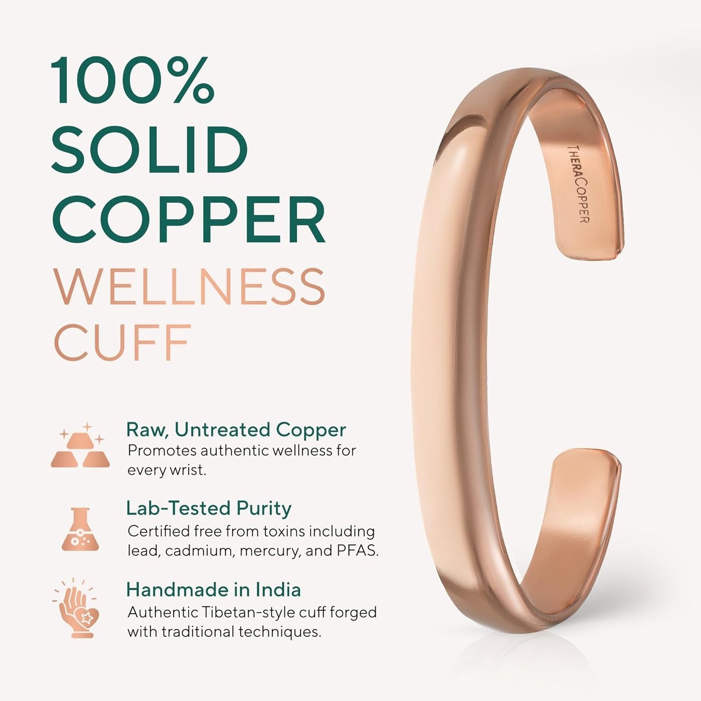 Handmade Pure Copper Cuff Bracelet