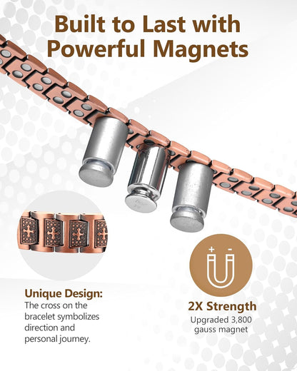Magnetic Copper Cross Bracelet