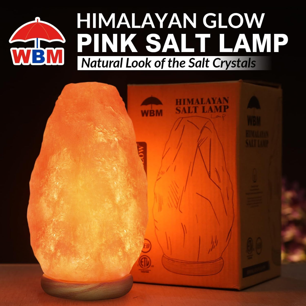 Natural Himalayan Salt Crystal Lamp with Touch Dimmer
