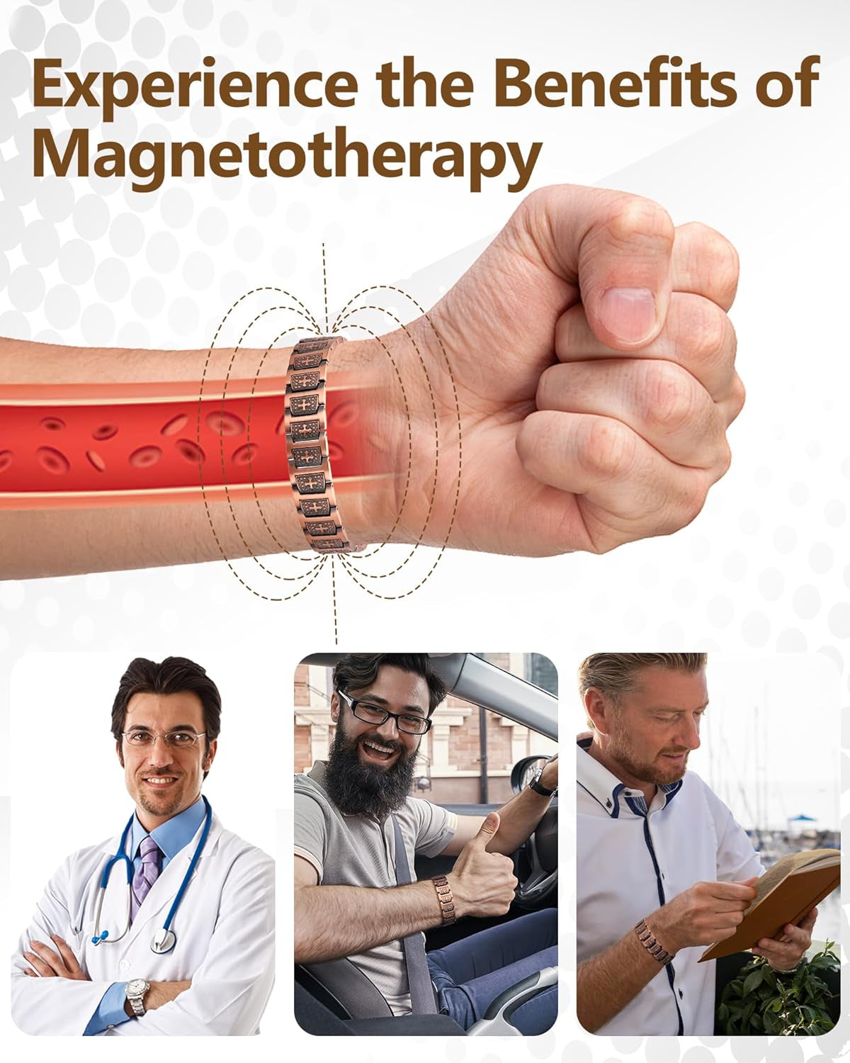Magnetic Copper Cross Bracelet