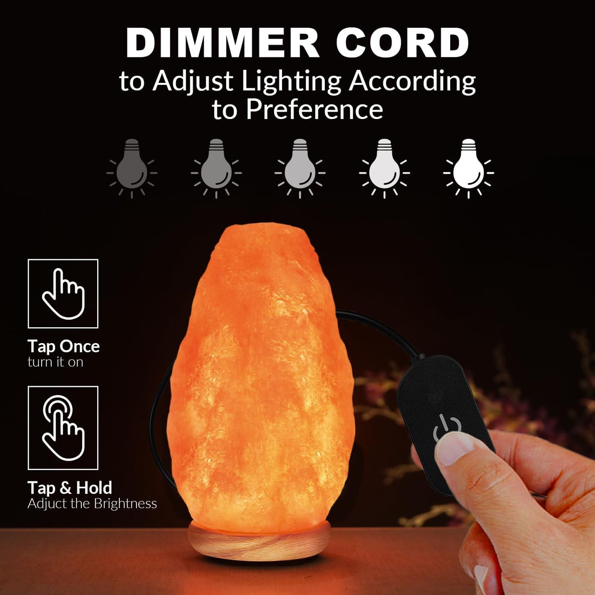 Natural Himalayan Salt Crystal Lamp with Touch Dimmer