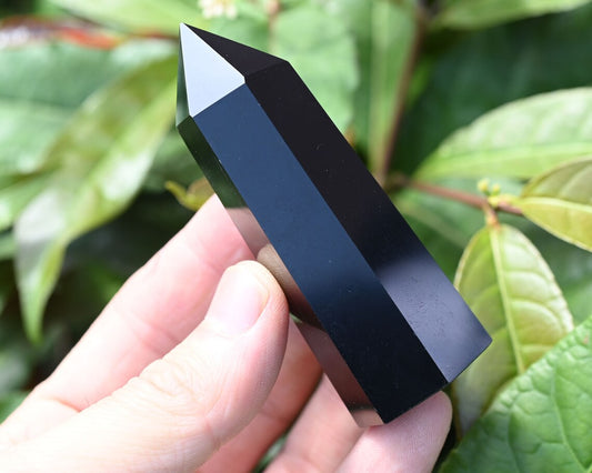 Black Obsidian Crystal Tower – Polished Obelisk Point