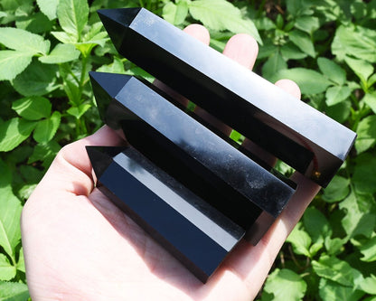 Black Obsidian Crystal Tower – Polished Obelisk Point