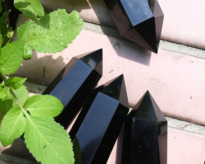 Black Obsidian Crystal Tower – Polished Obelisk Point