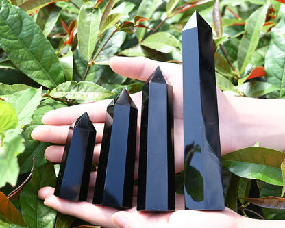 Black Obsidian Crystal Tower – Polished Obelisk Point